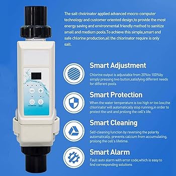 Salt Water Pool Chlorinator System with Salinity Display, 8